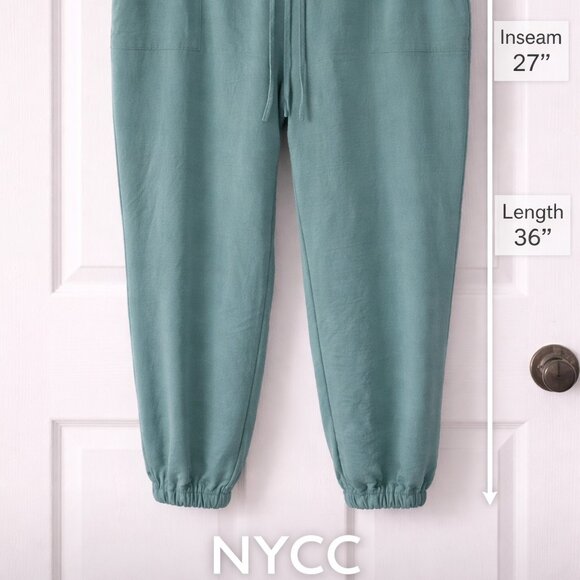 NYCC Teal Jogger Dress Pants PXL Petite Elastic Waist Pull-On Work Casual - Picture 3 of 15
